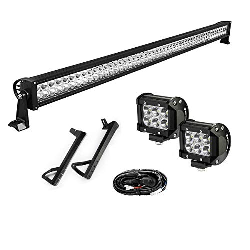 YITAMOTOR 52" inch 300W Combo+ 2X 18W Spot LED Light Bar + Mounting Brackets+Wiring for JEEP JK Wrangler