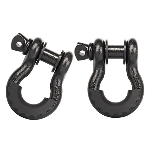 FieryRed 3/4" D Ring Shackle (2 Pack) 22,046Ibs Break Strength with 7/8" Locking Pin and Black Isolator & Washer Kits for use With Tow Strap, Winch & Bubba Rope