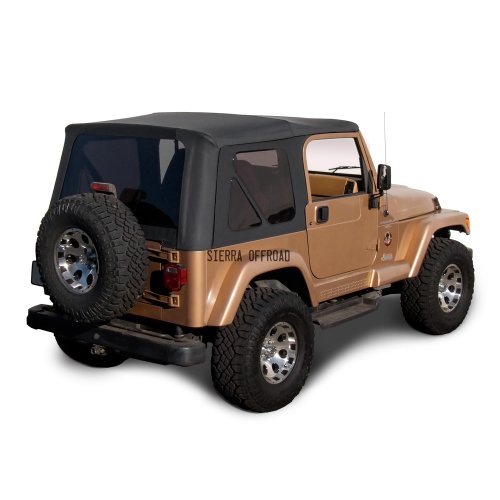 Sierra Offroad Jeep Wrangler TJ (1997-2002) Factory Style Soft Top with Tinted Windows, without Upper Doors Black Denim