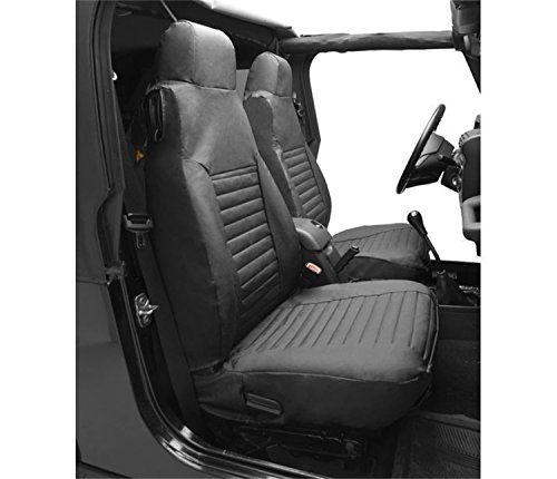 Bestop 29227-15 Black Denim Front High Back Seat Cover Set for 1980-1983 CJ5 & 1976-1986 CJ7 & 1987-1991 Wrangler YJ for factory original seats (sold as pair)