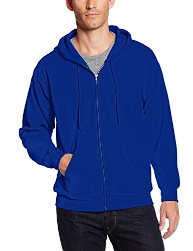 Hanes Men's Full Zip EcoSmart Fleece Hoodie, Deep Royal, Medium