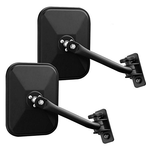 Door Off Mirror for Jeep Wrangler One Pair Rectangular Mirrors fit for 1997~2006 2007~2017 Jeep Wrangler TJ Mirrors For Jeep, Textured Black