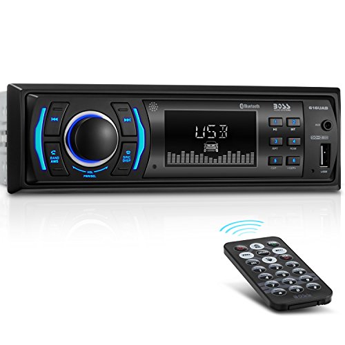 BOSS Audio 616UAB Multimedia Car Stereo – Single Din LCD, Bluetooth Audio and Calling, Built-in Microphone, MP3 Player, WMA, USB, Auxiliary Input, AM/FM Radio Receiver, Wireless Remote Control