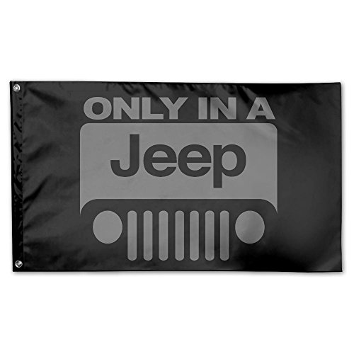 Jeep Wrangler Grey Logo On A Black Garden Flag 3x5 FT For Indoor Or Outdoor Holiday Decorative Banner
