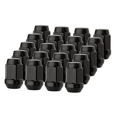 DPAccessories LCB3B2HE-BK04020 20 Black 1/2-20 Closed End Bulge Acorn Lug Nuts - Cone Seat - 3/4" Hex Wheel Lug Nut