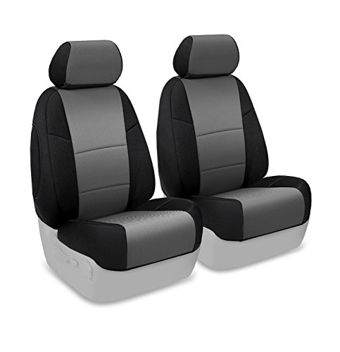 Coverking Custom Fit Front 50/50 Bucket Seat Cover for Select Jeep Wrangler Models - Spacermesh 2-Tone (Gray with Black Sides)