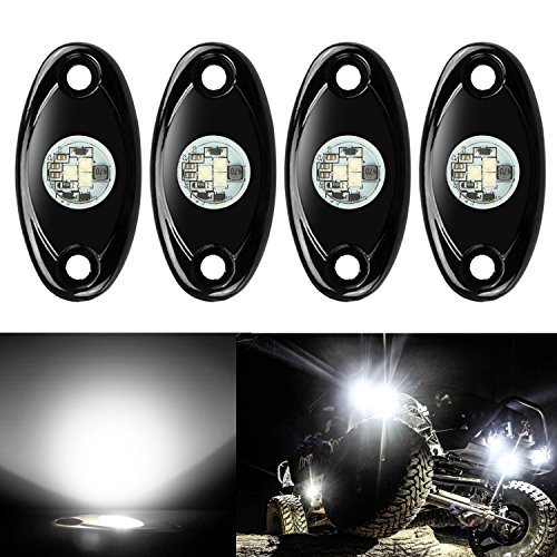 4 Pods LED Rock Lights Kit, Ampper Waterproof Underglow LED Neon Trail Rig Lights for Car Truck ATV UTV Baja Raptor Offroad Boat Trail Rig Lamp Underbody Glow (White)
