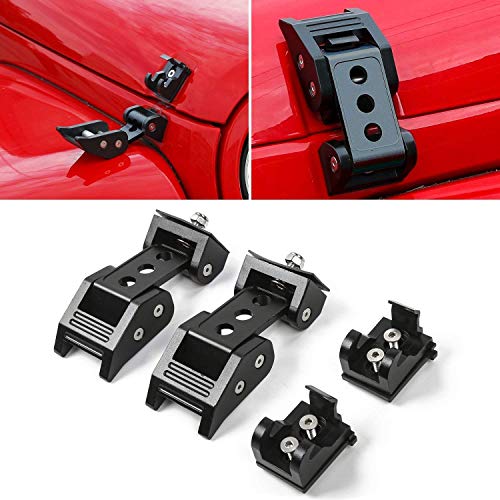 RT-TCZ Black Stainless Steel Latch Locking Hood Catch Kit 2007-2017 Jeep Wrangler JK JKU
