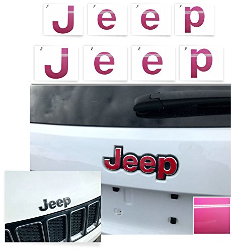Jeep Front and Rear Emblem Overlay Decals - 2014-2018 Jeep GRAND Cherokee - (Color: Hot Pink)