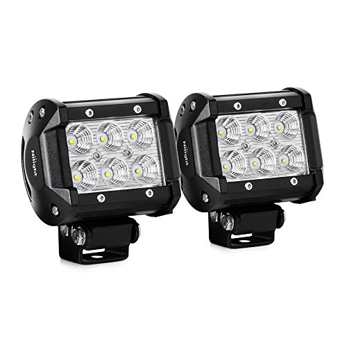 Nilight Led Light Bar 2PCS 18w 4" Flood Driving Fog Light Off Road Lights Boat Lights driving lights Led Work Light SUV Jeep Lamp,2 years Warranty