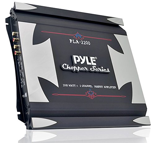 2 Channel Car Stereo Amplifier - 1400W Dual Channel Bridgeable High Power MOSFET Audio Sound Auto Small Speaker Amp w/ Crossover, Bass Boost Control, Gold Plated RCA Input Output - Pyle PLA2200