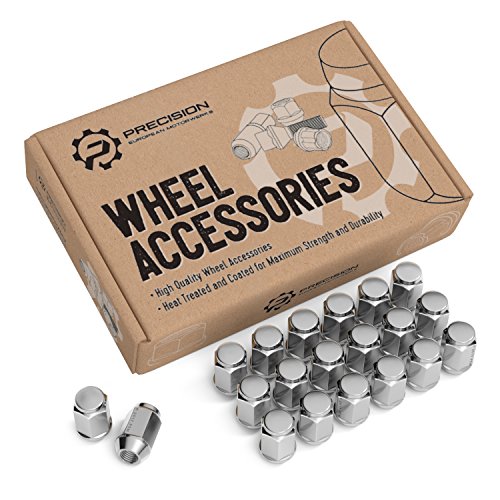 20pc Chrome Silver Bulge Lug Nuts 1/2"-20 Thread Size - Conical Cone Taper Acorn Seat Closed End - 1.4" Length - for Jeep Cherokee Wrangler Liberty Rubicon CJ3 CJ5 CJ6 CJ7 Scrambler Sahara + More