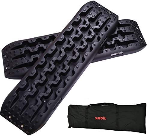 X-BULL New Recovery Traction Tracks Sand Mud Snow Track Tire Ladder 4WD (3Gen, Black)
