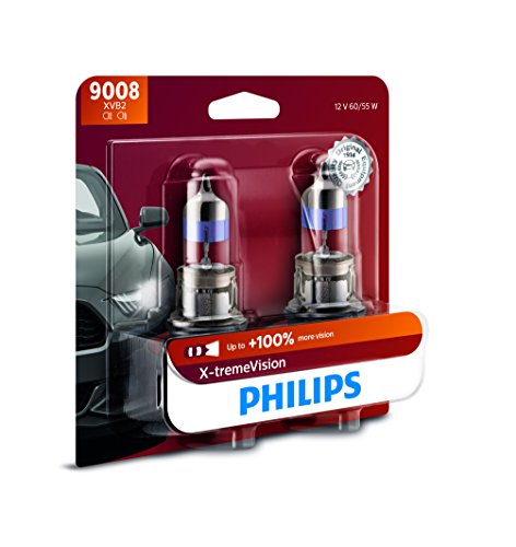 Philips 9008 X-tremeVision Upgraded Headlight Bulb with up to 100% More Vision, 2 Pack