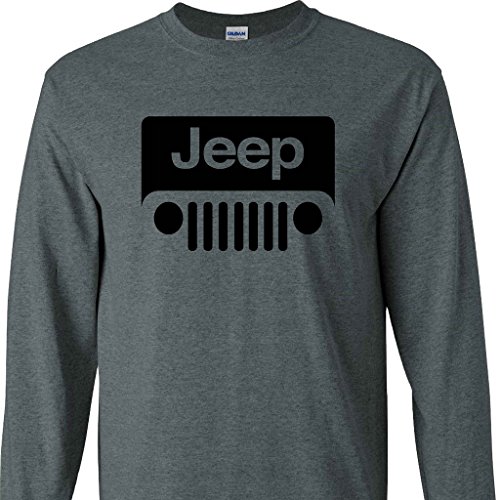 Jeep Wrangler Logo on a Dark Heather Long Sleeve Shirt