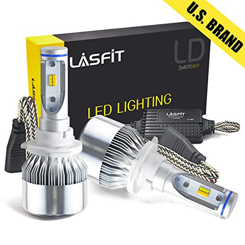 LASFIT 9005/HB3 Dual Color LED Headlight Bulbs, Switchback White/Yellow (6000K/3000K), Flip Chip 72W 8400LM Hi/Lo Beam/Fog Light-Pack of 2