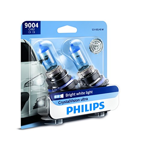 Philips 9004 CrystalVision Ultra Upgraded Bright White Headlight Bulb, 2 Pack
