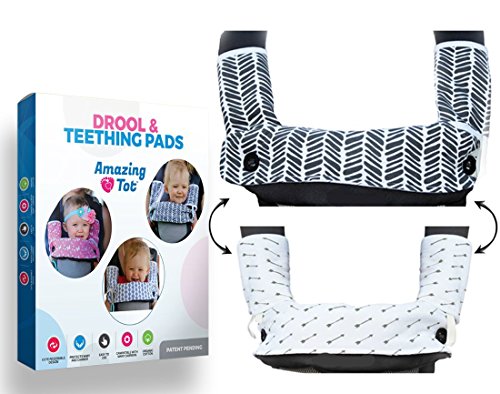 Drool and Teething Pad Reversible Organic Cotton 3-Piece Set for Ergobaby Four Position 360 Baby Carrier (Grey and White Arrows) [Patent Pending]