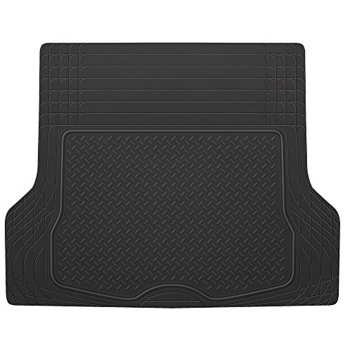 BDK Heavy Duty Rubber Cargo Floor Mat - All Weather Trunk Protection, Trimmable to Fit & Durable Rubber (Black)