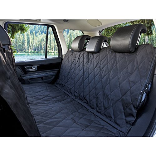BarksBar Pet Car Seat Cover with Seat Anchors for Cars, Trucks and SUV's, Water Proof and Non-Slip Backing Regular, Black