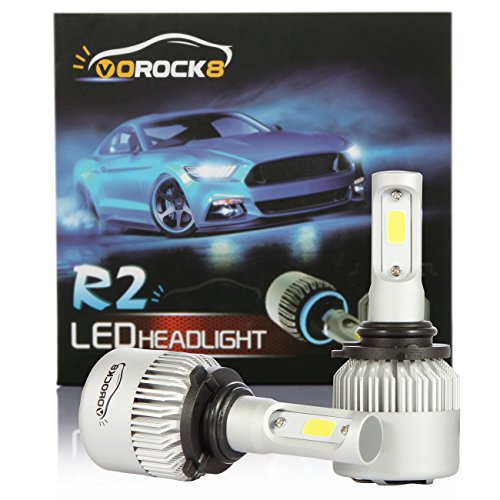 VoRock8 R2 COB 9006 HB4 9006XS 8000LM LED Headlight Conversion Kit, Low Beam Headlamp, Fog Driving Light, Halogen Head Light Replacement, 6500K Xenon White, 1 Pair- 1 Year Warranty
