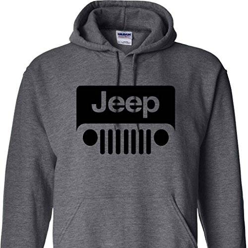 Jeep Wrabgler Logo on a Dark Heather Hoodie, Dark Heather, 4X