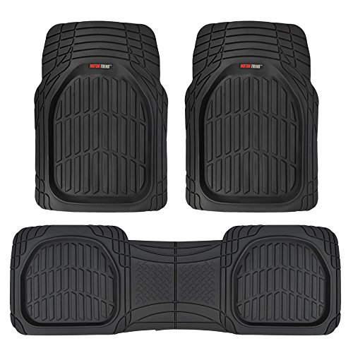 Motor Trend MT-923-BK FlexTough Contour Liners-Deep Dish Heavy Duty Rubber Floor Mats Car SUV Truck & Van-All Weather Protection (Black)