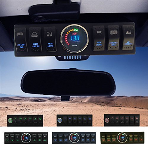 Apollointech Jeep Wrangler JK & JKU 2007-2018 Overhead 6-Switch Pod / Panel with Control and Source System Blue Back Light ( Comes with 10 Laser Switch Covers )