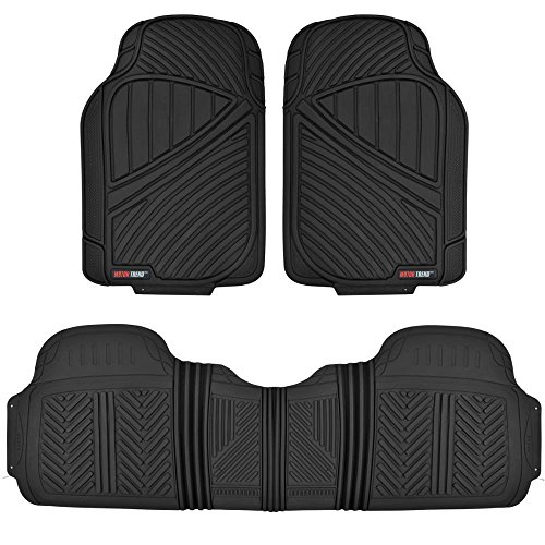 Motor Trend MT-773-BK FlexTough Baseline-Heavy Duty Rubber Floor Mats Car SUV Truck Van, 100% Odorless & All Weather Protection (Black)