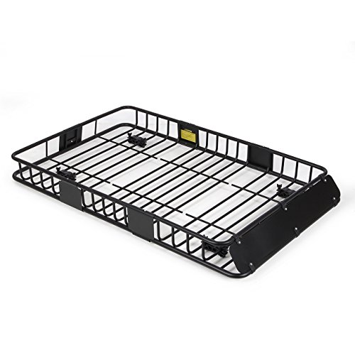 ARKSEN 64" Universal Black Roof Rack Cargo with Extension Car Top Luggage Holder Carrier Basket SUV