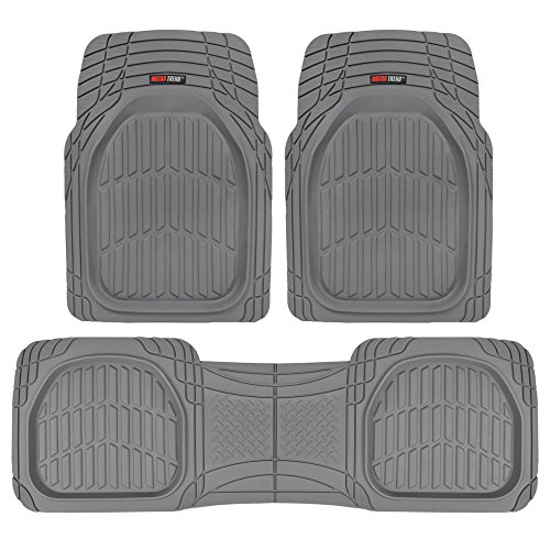 Motor Trend MT-923-GR Flextough Contour Liners-Deep Dish Heavy Duty Rubber Floor Mats for Car SUV Truck and Van-All Weather Protection, Gray