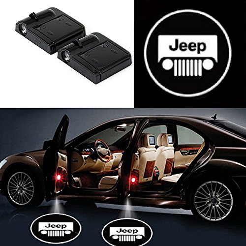 bearfire 2 Pcs Wireless Car Door Led Welcome Laser Projector Logo Light Ghost Shadow Light Lamp Logos (Jeep)