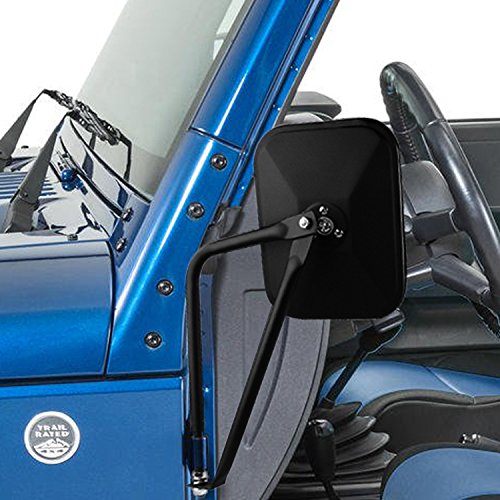 Doors off Mirrors 4x4 Doorless mirrors for jeep wrangler Side Mirrors for Jeep Qucik Release Mirrors for Jeep TJ JK-JKU CJ JL -1 Pair, Textured Black