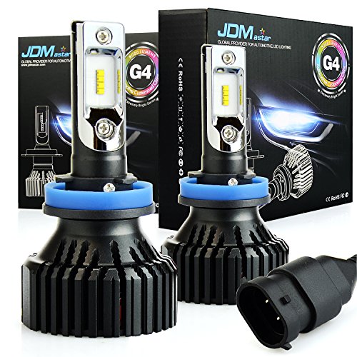 JDM ASTAR Newest Version G4 8000 Lumens Extremely Bright AEC Chips H11 H8 H9 All-in-One LED Headlight Bulbs Conversion Kit, Xenon White (H11/H8)