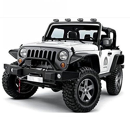 U-Drive Auto 4 PCS Textured Steel Flat Fender Flares Fit 2007-2018 Jeep Wrangler JK (Drilling Required)
