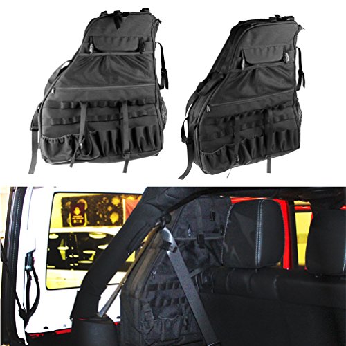 SUNPIE Roll Bar Storage Bag Cage for 2007~2017 Jeep Wrangler JK Rubicon 4-door with Multi-Pockets & Organizers & Cargo Bag Saddlebag Tool Kits Holder
